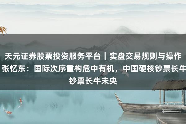 天元证券股票投资服务平台|实盘交易规则与操作指南 张忆东:国际次序重构危中有机,中国硬核钞票长牛未央