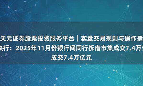 天元证券股票投资服务平台｜实盘交易规则与操作指南 央行：2025年11月份银行间同行拆借市集成交7.4万亿元