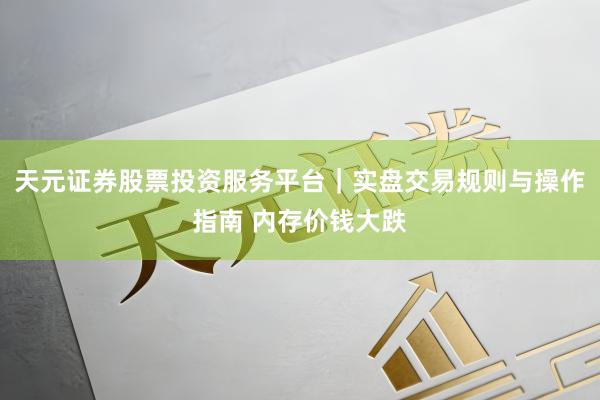 天元证券股票投资服务平台｜实盘交易规则与操作指南 内存价钱大跌