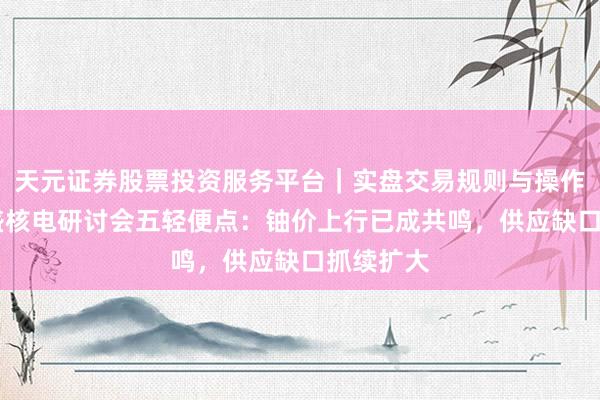 天元证券股票投资服务平台｜实盘交易规则与操作指南 高盛核电研讨会五轻便点：铀价上行已成共鸣，供应缺口抓续扩大